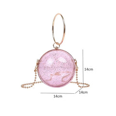 Acrylic Transparent Women Clutch Bag Evening Chain Circular Shoulder Bag