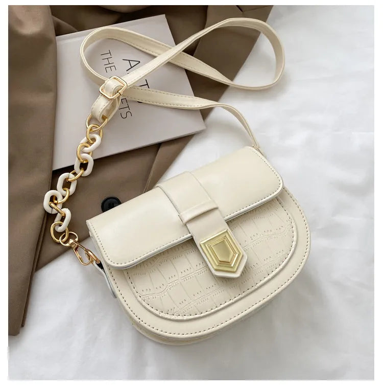 Acrylic chain Small Saddle Crossbody Bag For Women
