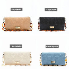 Embroidered Acrylic Chain Shoulder Bag Women's Small Square Purse Handbag