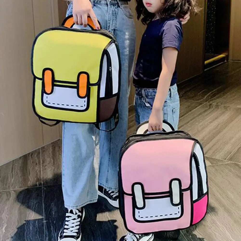 Adjustable Strap Unisex 2D Comic Bookbag School Backpack