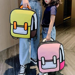 Adjustable Strap Unisex 2D Comic Bookbag School Backpack