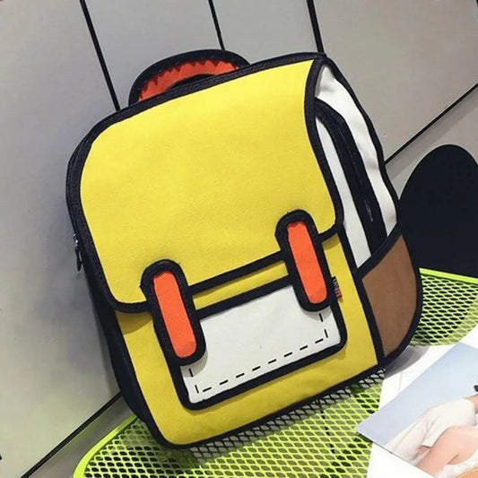 Adjustable Strap Unisex 2D Comic Bookbag School Backpack