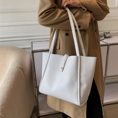 Retro PU Leather Shoulder Bags Women Large Capacity Totes with Small Zipper Bag