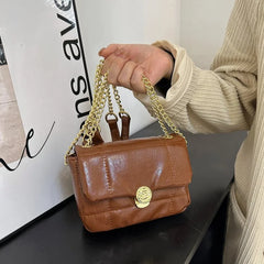 Retro Solid Underarm Bag Casual Lock Slung Small Square Bags