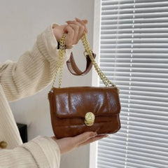 Retro Solid Underarm Bag Casual Lock Slung Small Square Bags