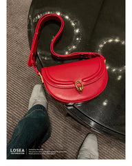 Versatile Women's Saddle Bag Small Handbag PU Messenger Bag
