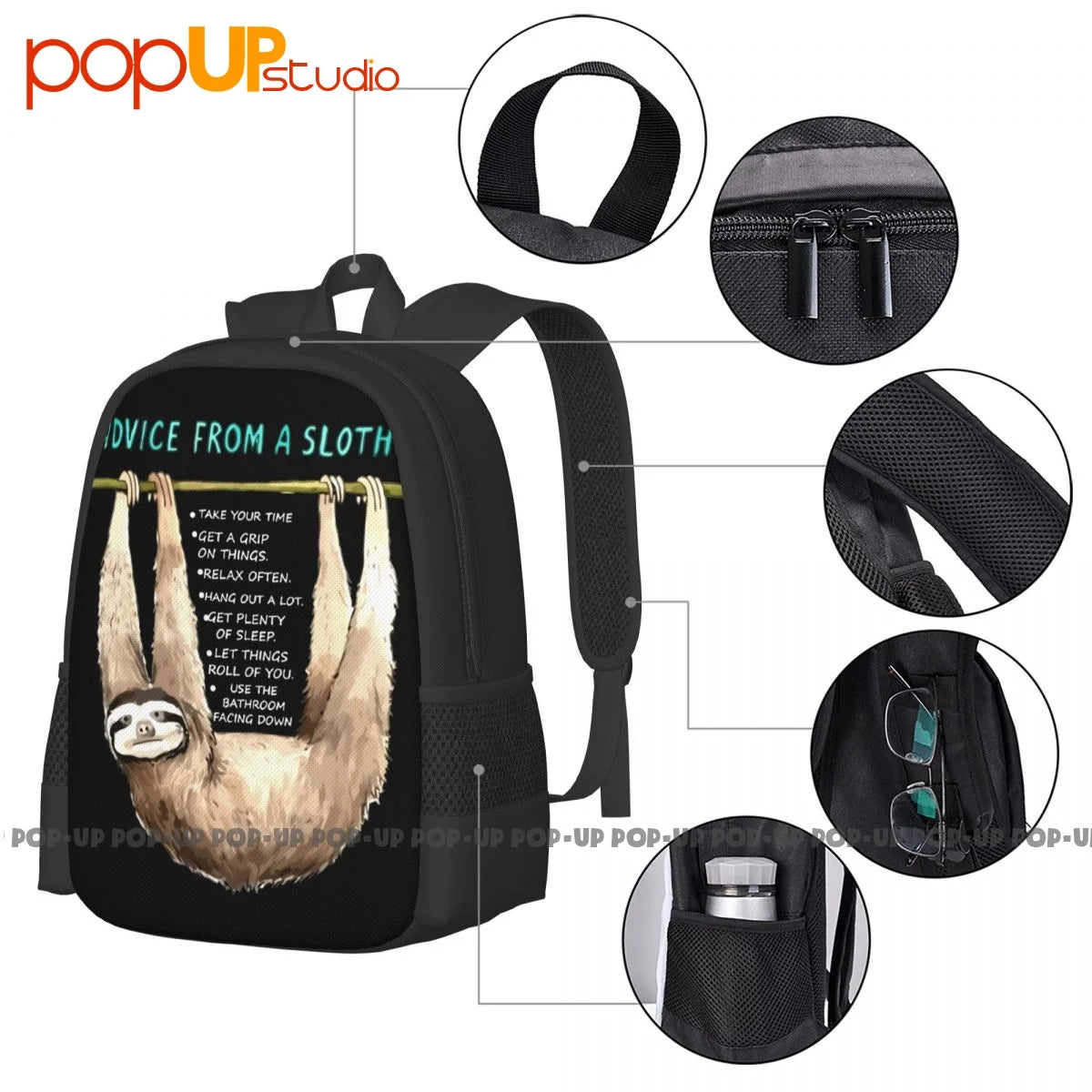 Sloth Backpack Vintage Art Print Outdoor Running
