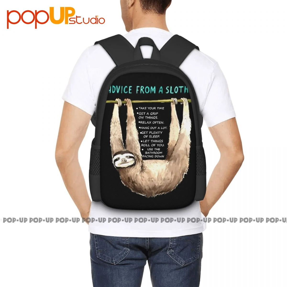 Sloth Backpack Vintage Art Print Outdoor Running