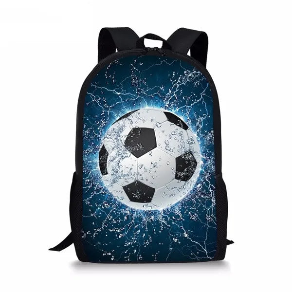 3 Pcs 3D Ice Soccerly/Foot Ball Pattern School Backpack