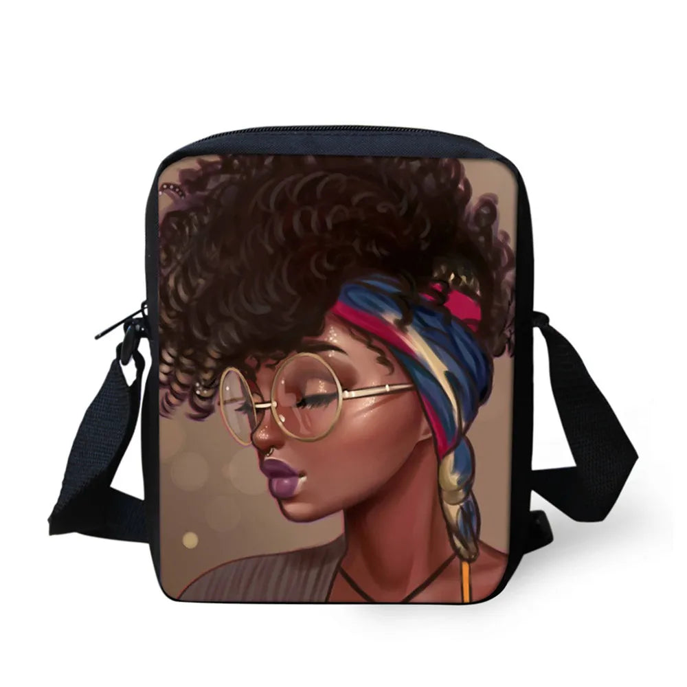 African American Art Girls Shoulder Messenger Bag Crossbody Bag
