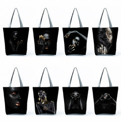 African Art Women Handbags Tote High Capacity Shoulder Shopping Bags