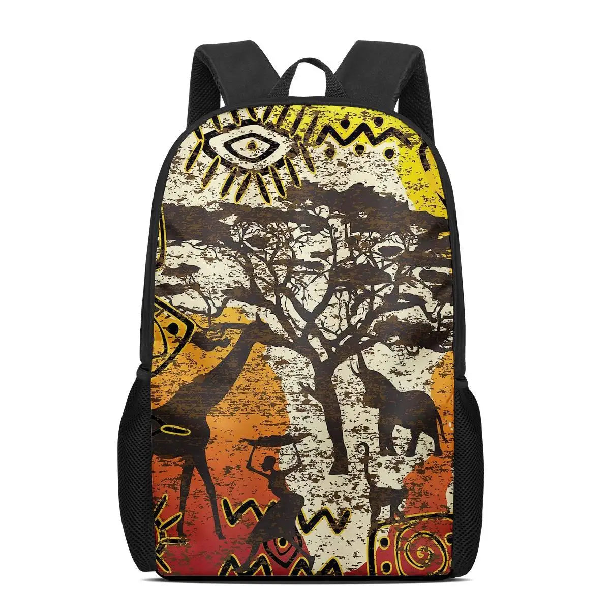African Backpack Kids Book Bag Mysterious Totem Pattern School Bag