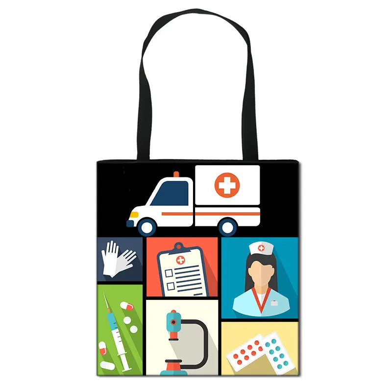 African Nurse Folding Shopping Bag Handbag Large Capacity File Bag