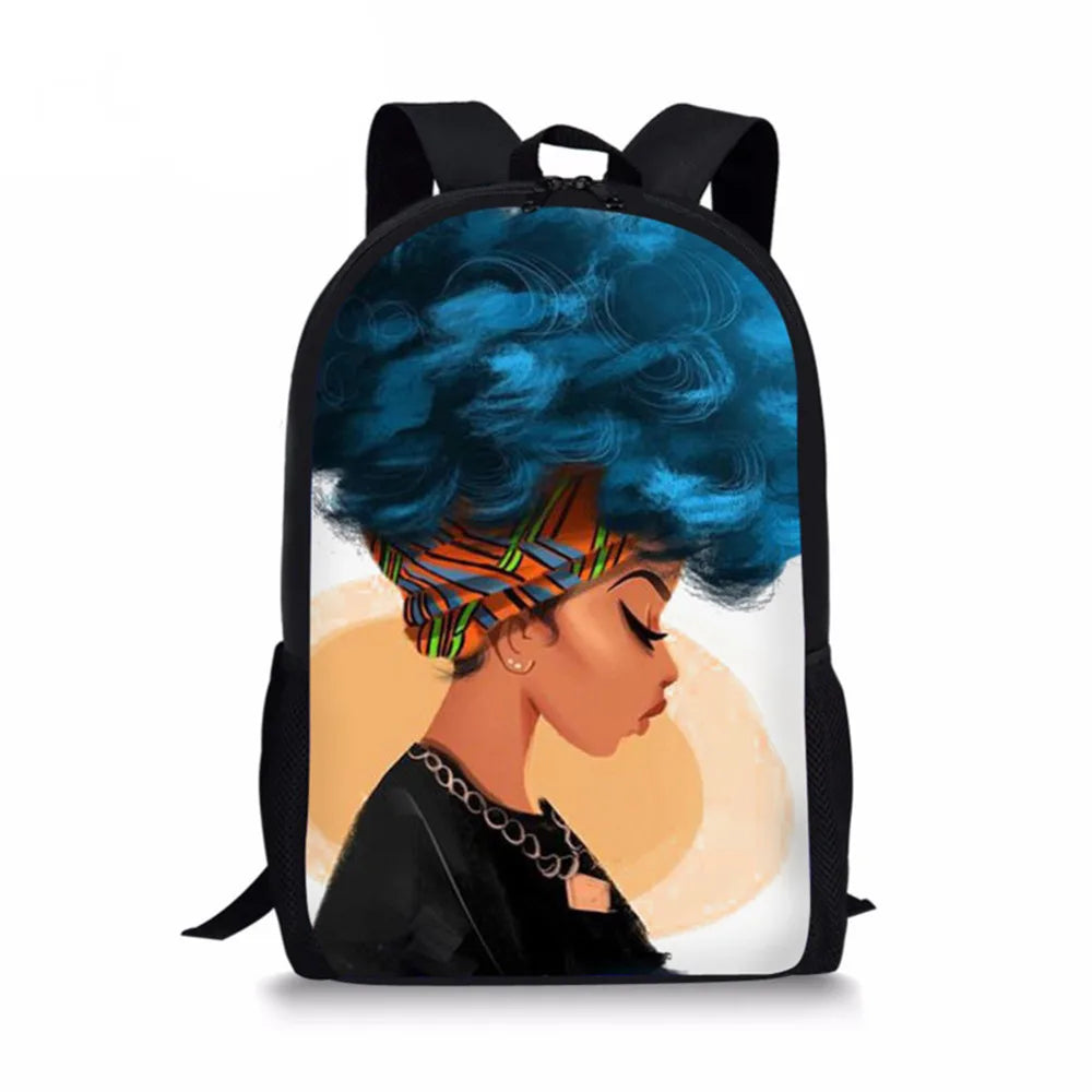 African Girl Element School Backpack Personalized Daypack for Teenager