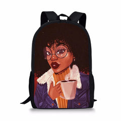 African Girl Pattern Print School Bags Daily Travel Climbing Durable Backpack