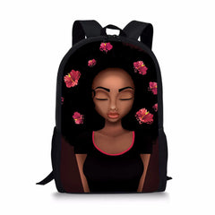 African Girl Pattern Print School Bags Daily Travel Climbing Durable Backpack