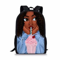 African Girl Printing Backpack for Kid Shoulders Bag