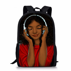 African Girl Printing Backpack for Kid Shoulders Bag