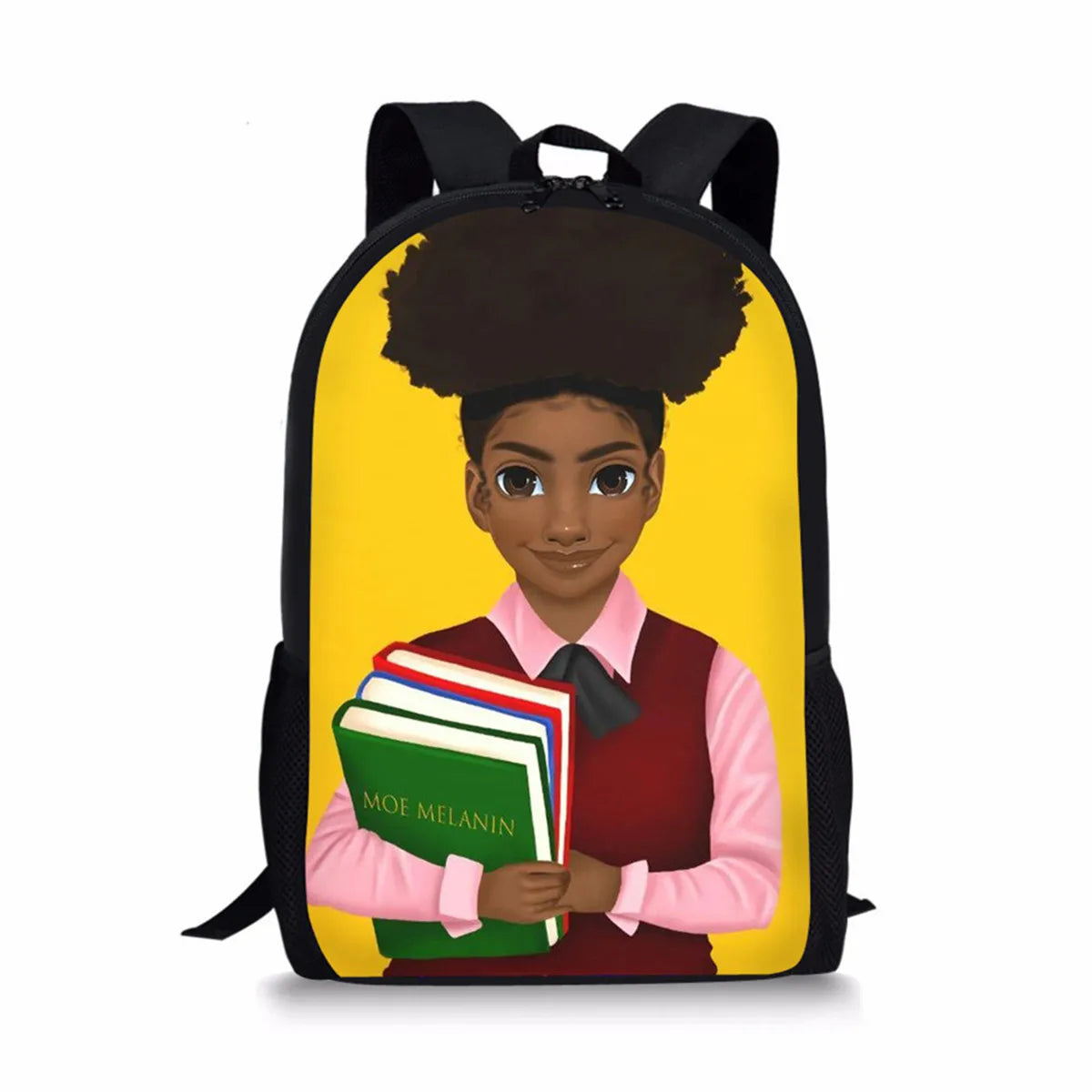 African Girl Style Print Large Schoolbag Pencil & Lunch Bag