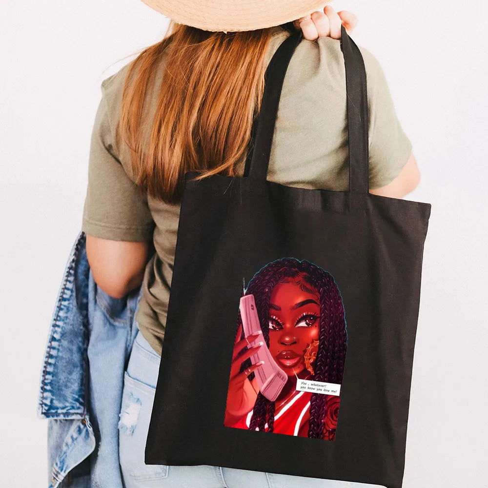 Melanin Poppin African Girls Shoulder Bag Tote