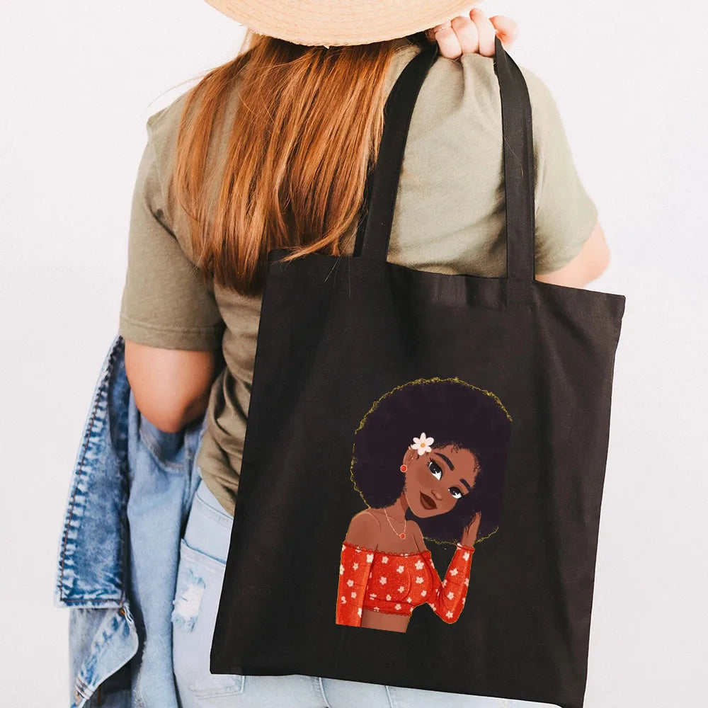 Melanin Poppin African Girls Shoulder Bag Tote