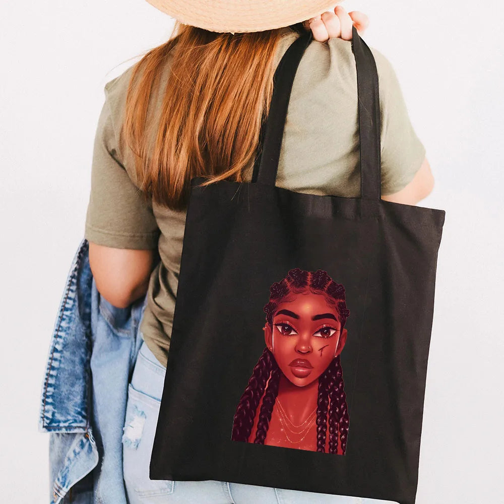 Melanin Poppin African Girls Shoulder Bag Tote