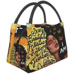 African Woman Thermal Lunch Bag Insulated Lunch Box Girls Office Picnic
