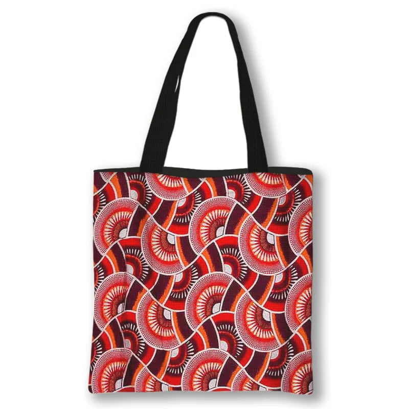 African Women Style Handbag LadiesTraditional Ginkgo Leaf Printing Shopping Bag