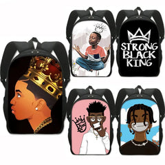 Afro Brown Boy Pattern Backpack Lovely Children School Bag