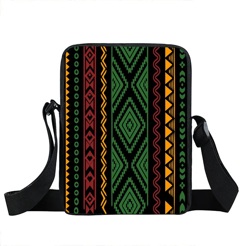 Afro Pattern Messenger Bag Africa Ladies Shoulder Bag Brown Women Handbag