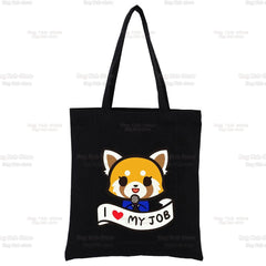 Aggretsuko Karaoke Rage Canvas Shopping Bag Women Shoulder Book Bags