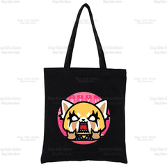 Aggretsuko Karaoke Rage Canvas Shopping Bag Women Shoulder Book Bags