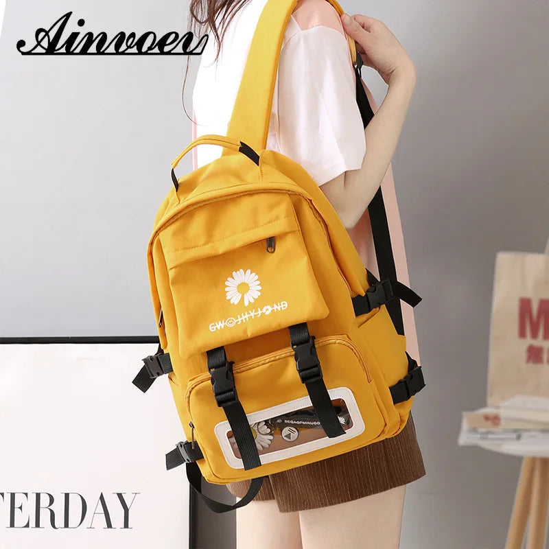 Small Fresh Flowers Backpack Waterproof Transparent Pouch Women Backpack