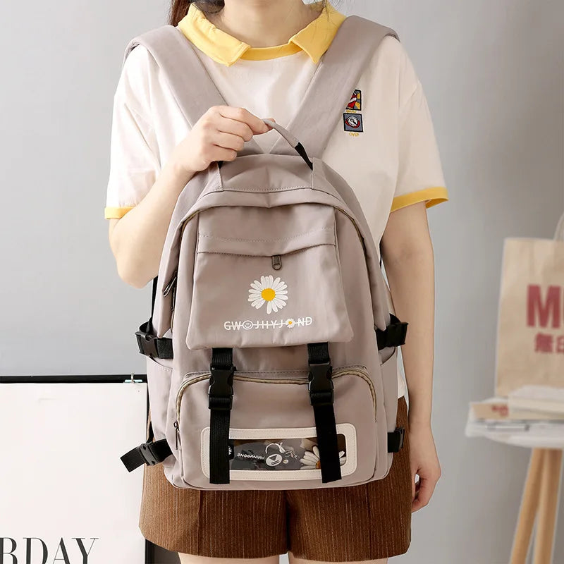 Small Fresh Flowers Backpack Waterproof Transparent Pouch Women Backpack