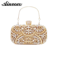 Golden Evening Clutch Bag Wedding Chain Dinner Bag