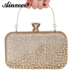 Golden Evening Clutch Bag Wedding Chain Dinner Bag
