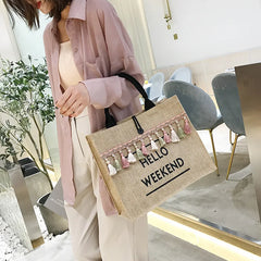 Linen Totes Beach Bags Large Capacity Casual Shopping Bag