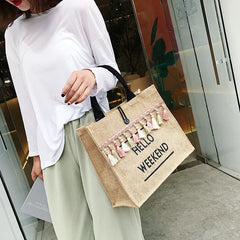 Linen Totes Beach Bags Large Capacity Casual Shopping Bag