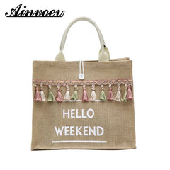 Linen Totes Beach Bags Large Capacity Casual Shopping Bag