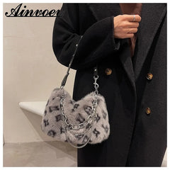 Plush Shoulder Bag Fluffy Faux Fur Crossbody Chain Handbags