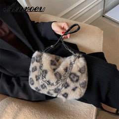Plush Shoulder Bag Fluffy Faux Fur Crossbody Chain Handbags
