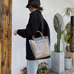 Ainyfu Slub Handle Transparent Crossbody Bag for Women