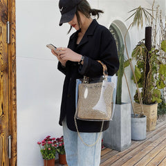 Ainyfu Slub Handle Transparent Crossbody Bag for Women
