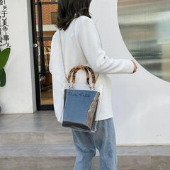 Ainyfu Slub Handle Transparent Crossbody Bag for Women