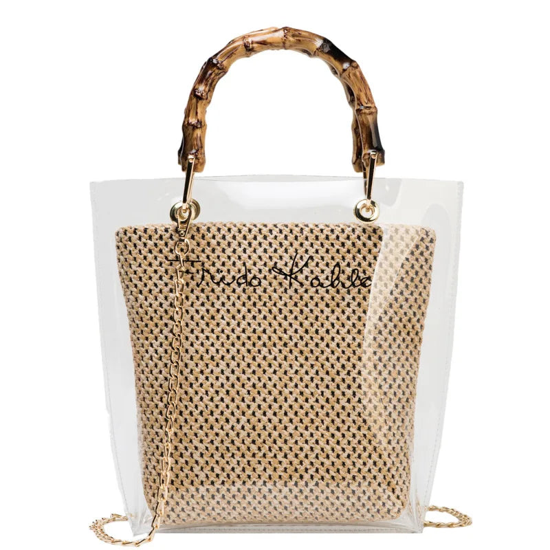 Ainyfu Slub Handle Transparent Crossbody Bag for Women