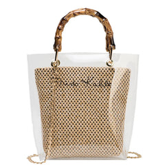 Ainyfu Slub Handle Transparent Crossbody Bag for Women
