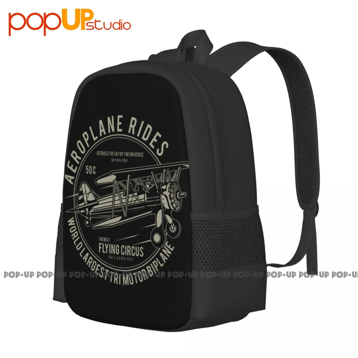 Airplane Rides Worlds Largest Bi Plane Backpack Large Capacity Bookbag