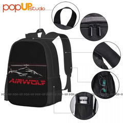 Airwolf Helicopter Grid Backpack Large Capacity Beach Bag