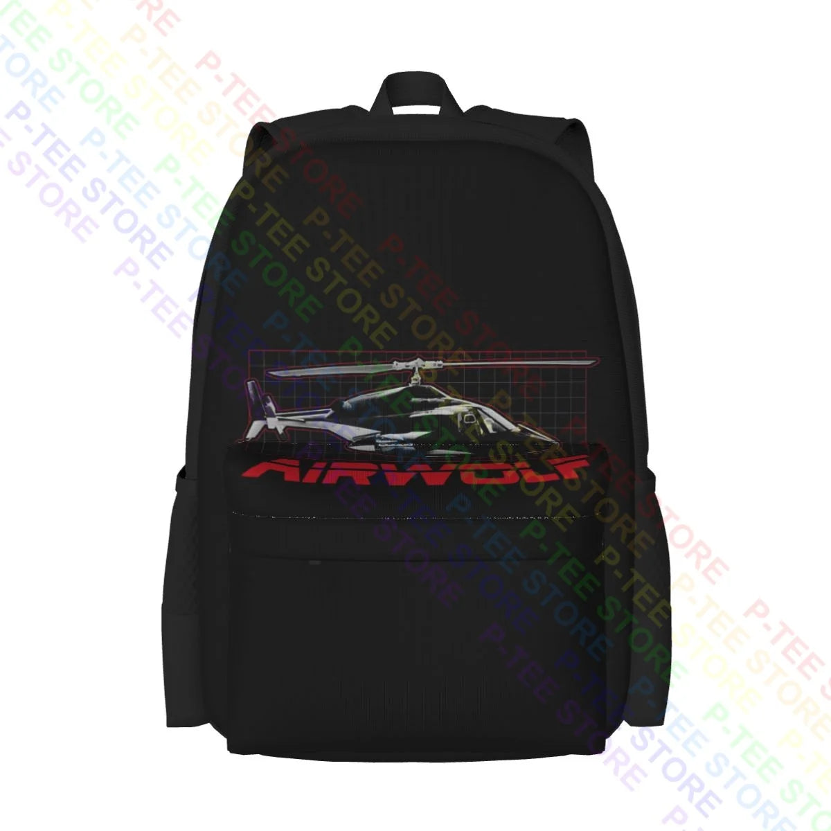 Airwolf Helicopter Grid Backpack Large Capacity Portable Shopping Bag