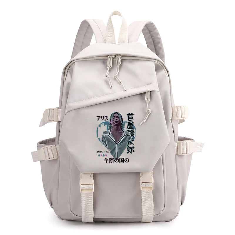 Alice In Borderland Poker Print Schoolbag Harajuku Games Backpack